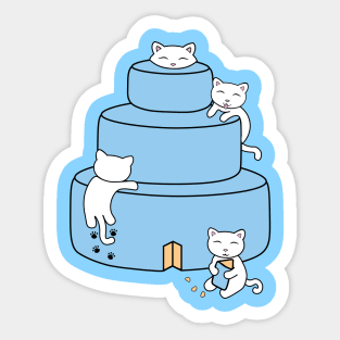 Cats climbing on a birthday cake Sticker